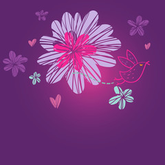 Bright floral background in violet