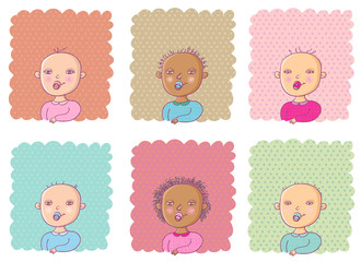 Newborns. Cartoon set