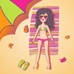 Obraz na płótnie Canvas The girl takes solar baths