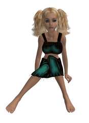 Naklejka premium Little Girl Sitting