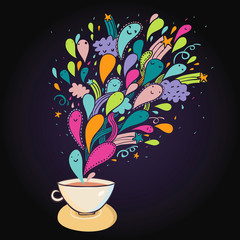 Colorful burst from a cup