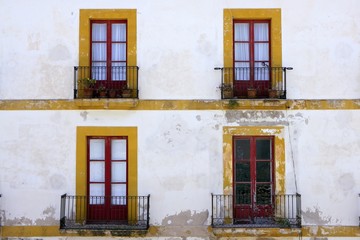 Fototapeta na wymiar Ibiza śródziemnomorskiej wyspy architektura domów