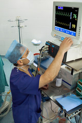 anesthesiologist with monitor - 14943104