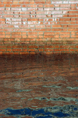 Brick wall and water surface