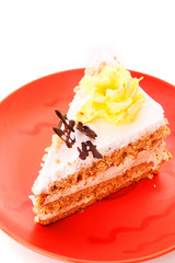 closeup of slice of tasty cake