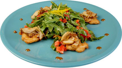 lettuce with meat hen, tomato, celery