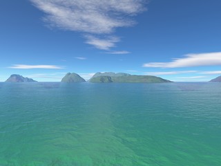 Landschaft mit türkisfarbigem Meer