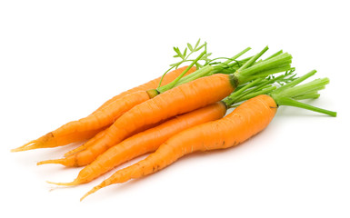 bio fresh carrots on white background