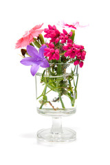 flowers in vase isolated on white background