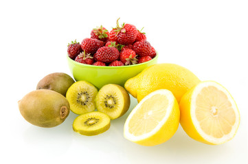 Fototapeta na wymiar Mixed fruit on white background