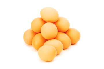 Brown eggs isolated on the white background