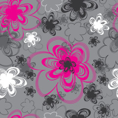 Seamless vector vintage grey floral pattern