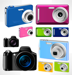 Set of 9 vector futuristic camera.