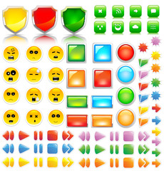 Set of buttons and smile. Vector.