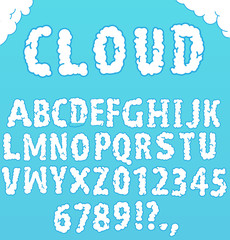 Font "Cloud". Hand written alphabet. Vector.