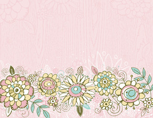 hand draw  flowers on pink  background