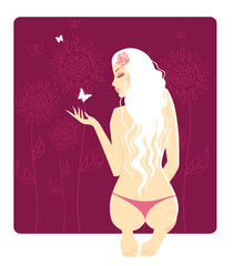 Elegant summer girl, vector