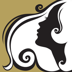 Closeup decorative vintage woman with beautiful hair