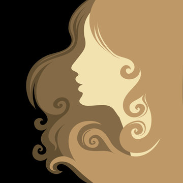 Closeup decorative vintage woman with beautiful hair