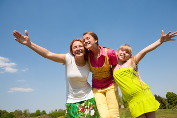 Mother and two daughter fun