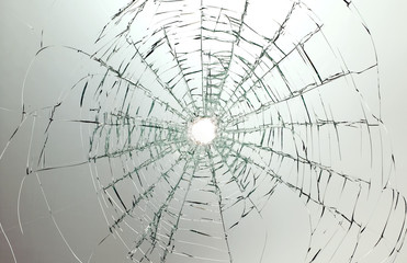 Broken car glass of windscreen