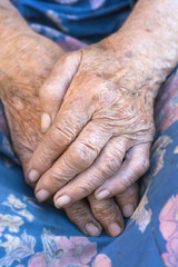 close of old womans hands