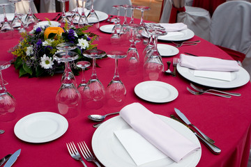 Red Table Setting