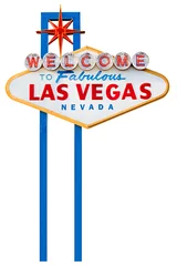 Türaufkleber Las Vegas Willkommen im fabelhaften Las Vegas-Schild, isoliert auf weiss