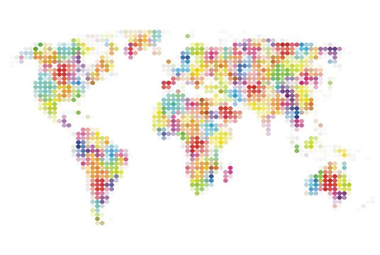 colour dots world map