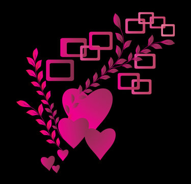 Hearts  on a black background