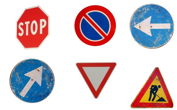 six road sign, isolated over white