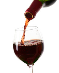 Red wine filling a glass, drink