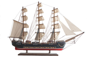 model of  sailboat isolated on white