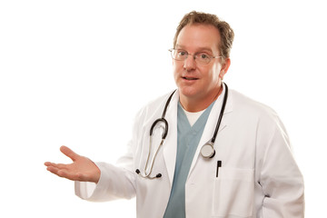 Fototapeta premium Male Doctor with Concerned Look on White