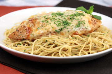 Pasta and chicken breast meal