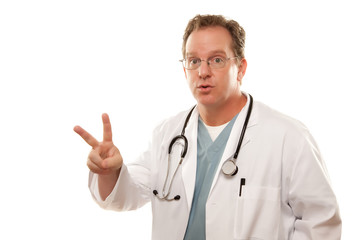 Fototapeta na wymiar Male Doctor with Two Fingers Up
