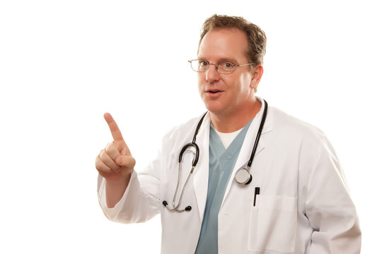 Male Doctor with One Finger Up