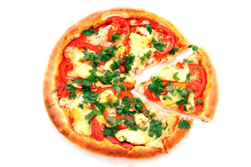 Pizza with the cut off slice