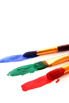 paint brushes in color paint