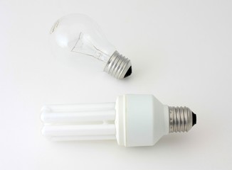 Classic and energy saving electric bulbs