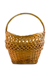 Fototapeta na wymiar Beautiful woven basket for food isolated over white