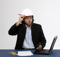 Young architect at work