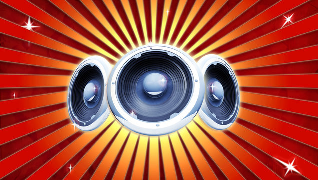Flyer musique 3D fond rouge