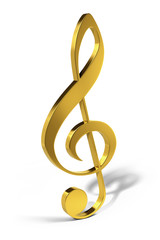 Treble clef, golden musical note