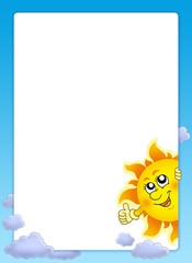 Fototapeta premium Frame with cartoon lurking Sun