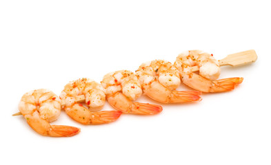 grilled shrimp on white background