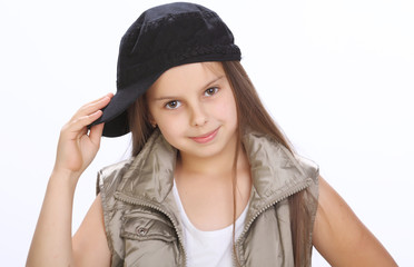 Naklejka premium cool looking and stylish hip-hopgirl posing