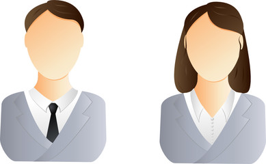 Two user icons - business man and woman