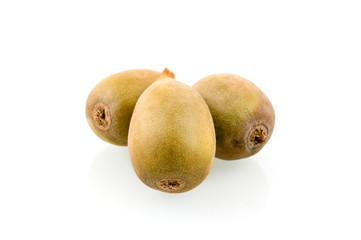 Three fresh kiwi's on white background