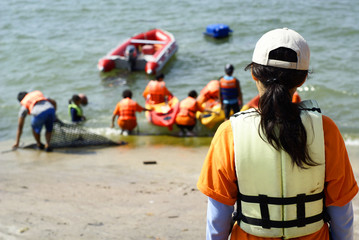 Canoeing activity at seaside
